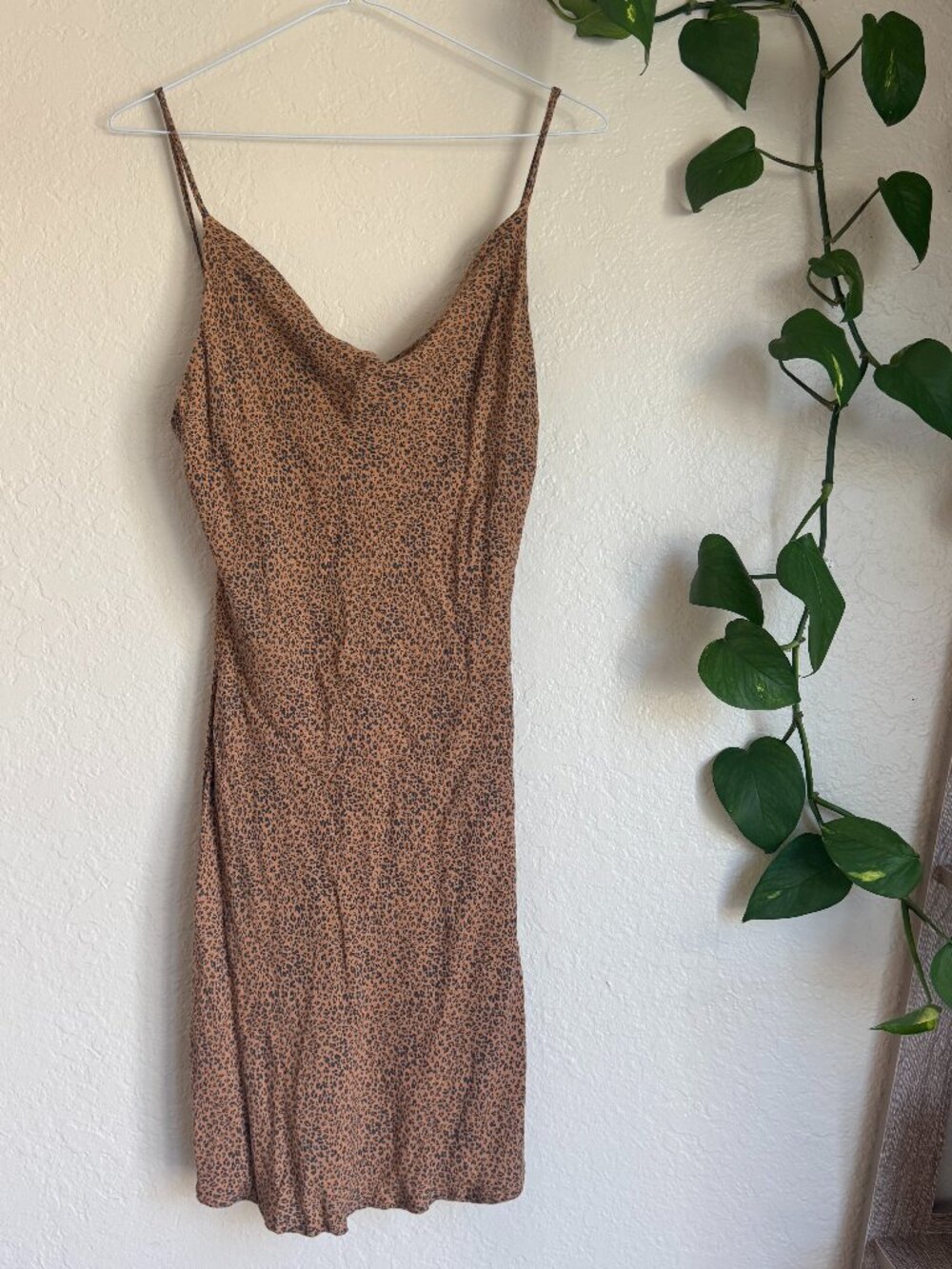 Audrey 3+1 Leopard Print Cowl Neck Slip Dress Adjustable Straps Size L - Picture 1 of 6